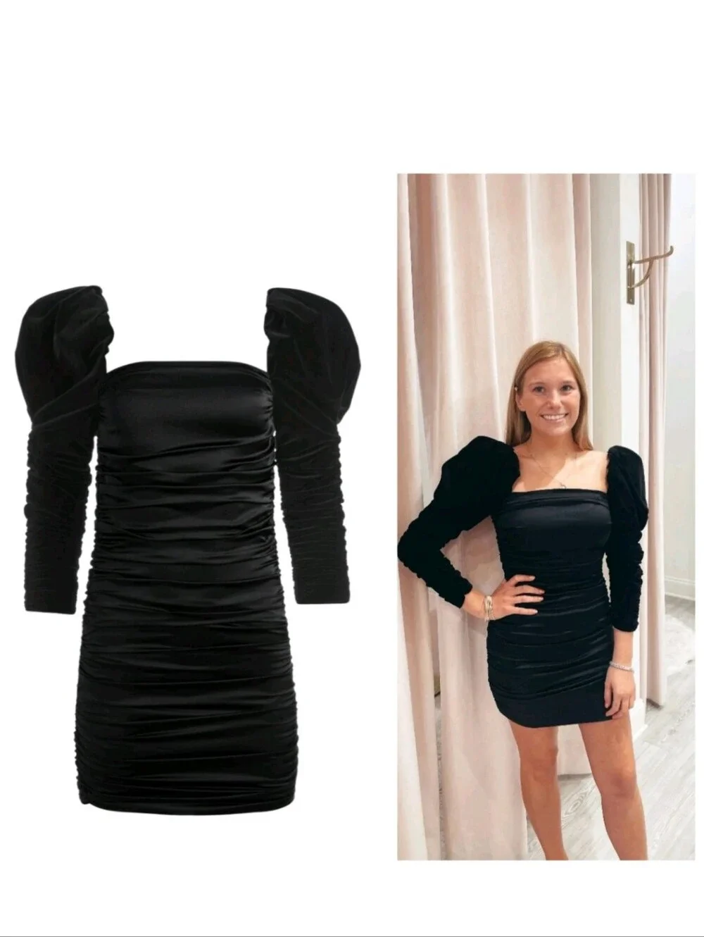 ALICE + OLIVIA KATRICE VELVET PUFF SLEEVE MINI DRESS